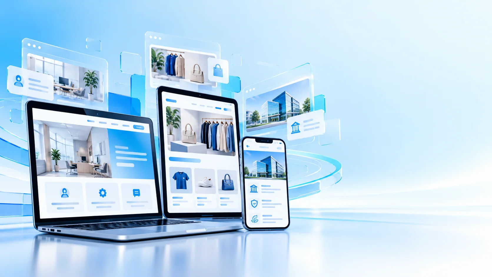 Sites responsivos em diferentes dispositivos